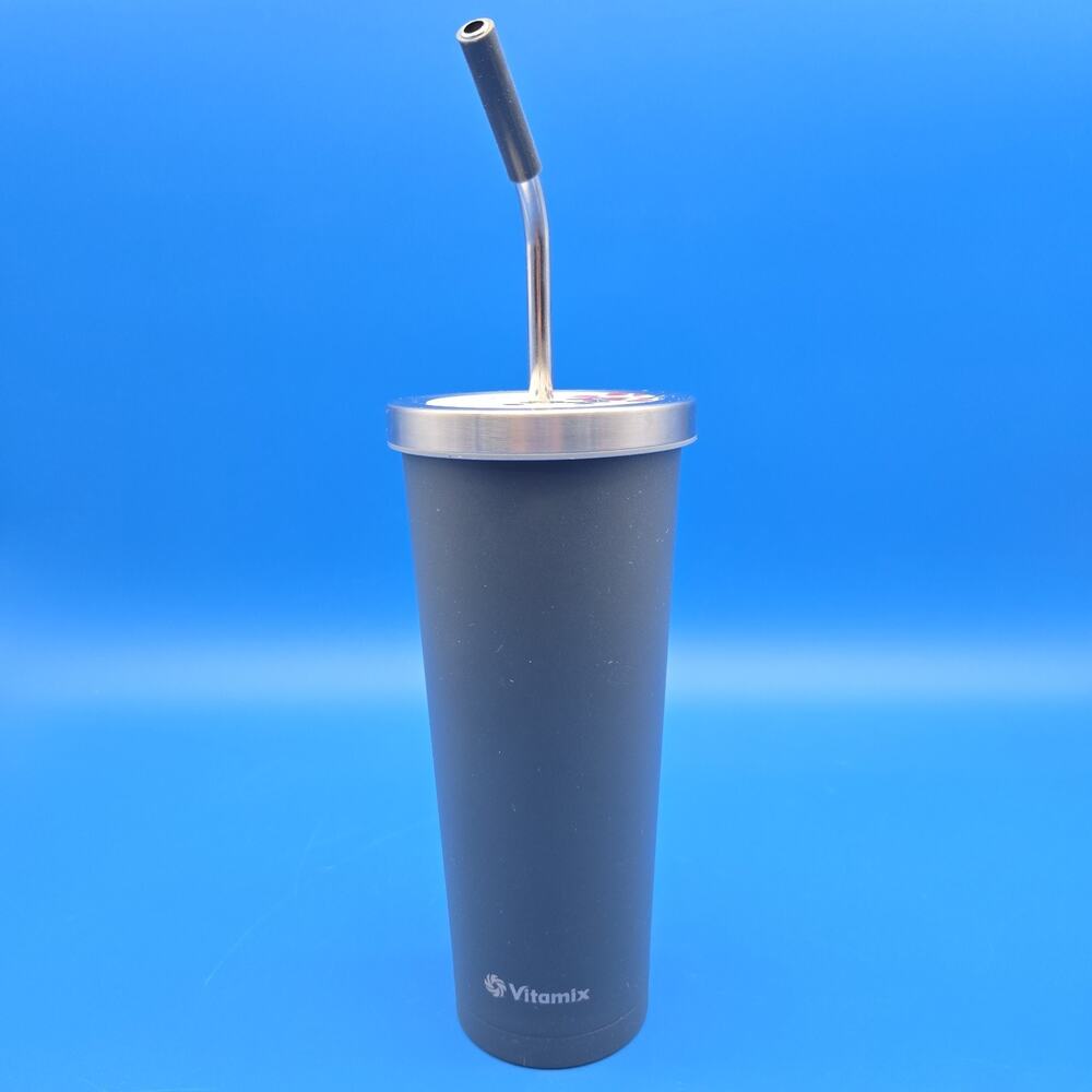 Vitamix 24 oz Gunmetal Gray Stainless Steel Insulated Tumbler Straw New